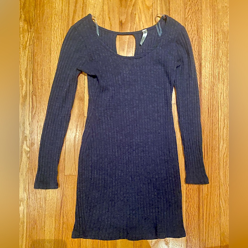 Dark grey bodycon knit dress